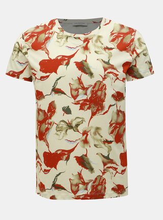 Tricou rosu-crem cu model Selected Homme Aiden