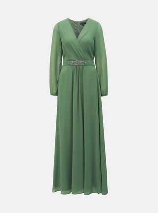 Zelené maxišaty s průsvitnými rukávy Dorothy Perkins