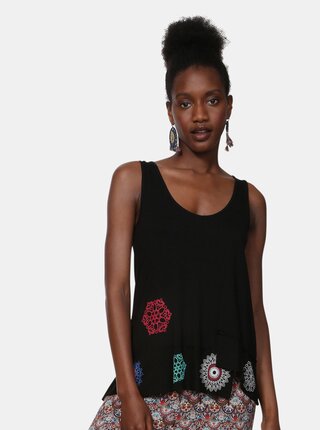 Top negru cu imprimeu Desigual Melisa