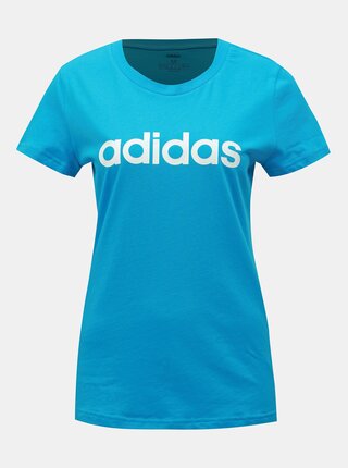 Tricou albastru slim fit de dama cu imprimeu adidas CORE
