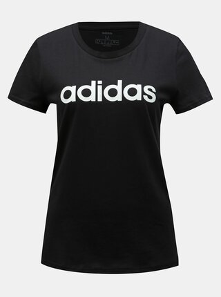 Černé dámské slim fit tričko s potiskem adidas CORE