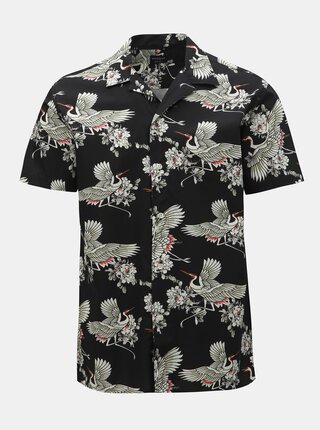 Černá vzorovaná regular fit košile s krátkým rukávem Selected Homme