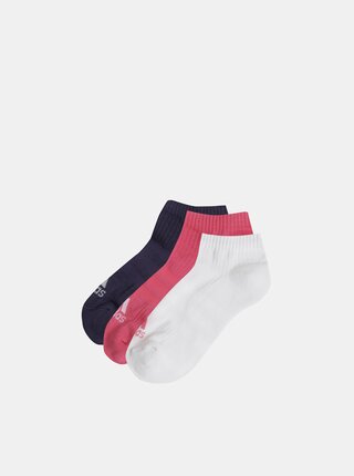 Set de 3 parechi de sosete scurte alb si roz de dama adidas Performance