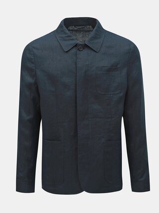 Jacheta albastru inchis lejera din in cu buzunare Selected Homme