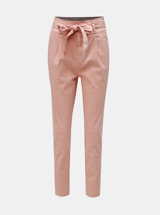 Pantaloni roz prafuit cu talie inalta VERO MODA Eva