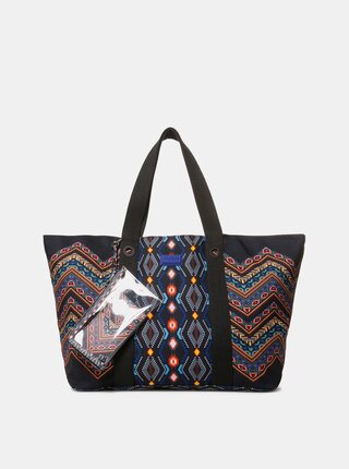 Černý vzorovaný shopper s pouzdrem Desigual Medina