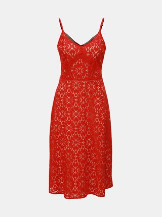 Červené krajkové šaty na ramínka Dorothy Perkins