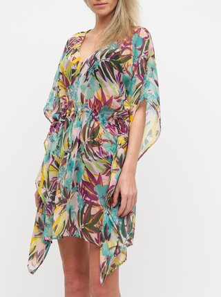 Modro-růžový květovaný kaftan Pieces Bikat