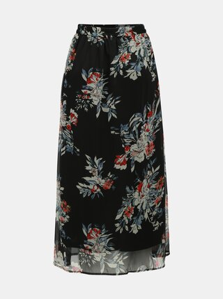 Černá květovaná maxi sukně VERO MODA Wonda