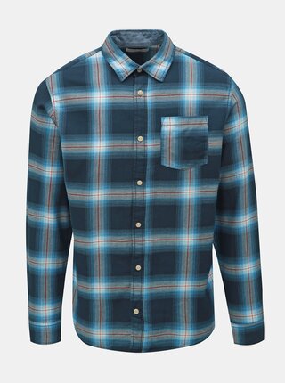 Modrá kostkovaná slim fit košile Jack & Jones Nico