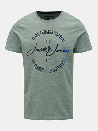 Světle zelené žíhané tričko s potiskem Jack & Jones Mick