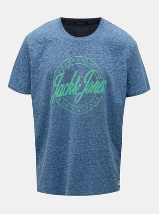 Modré žíhané tričko s potiskem Jack & Jones Hazy