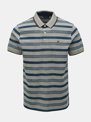 Šedé pruhované polo tričko Jack & Jones Paulos