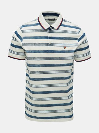 Bílé pruhované polo tričko Jack & Jones Paulos