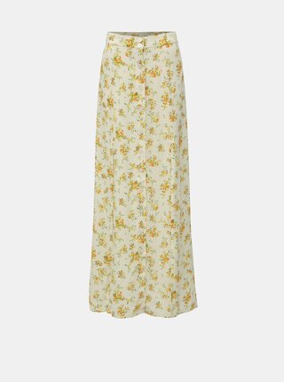 Krémová květovaná maxi sukně s rozparky Miss Selfridge
