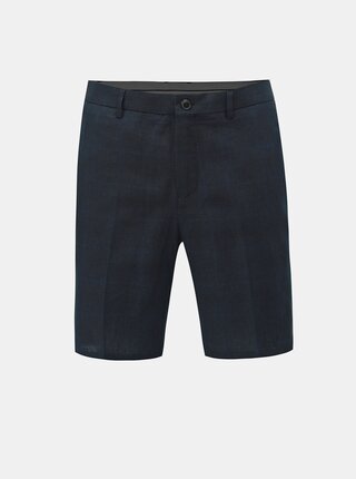 Tmavě modré tapered fit kraťasy s příměsí lnu Selected Homme Nik