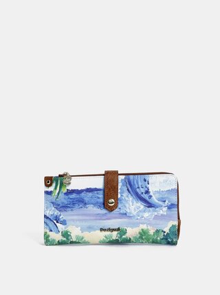 Portofel mare albastru cu model Desigual Landscape Ocean