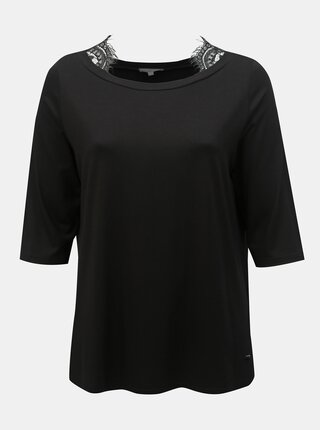 Tricou negru cu dantela Ulla Popken