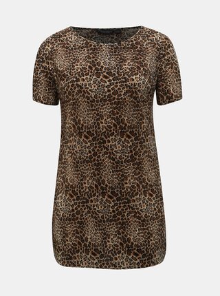 Hnědá plisovaná tunika s leopardím vzorem Dorothy Perkins Curve