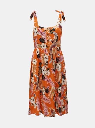 Rochie oranj florala cu bretele Dorothy Perkins Petite