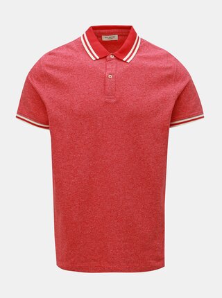 Červené žíhané polo tričko Selected Homme Lau