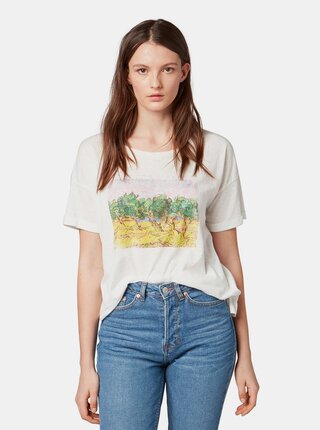 Tricou alb de dama cu imprimeu Tom Tailor Denim