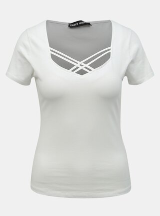 Tricou alb cu barete pe decolteu TALLY WEiJL
