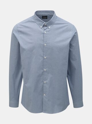 Svetlomodrá kockovaná skinny fit košeľa Burton Menswear London