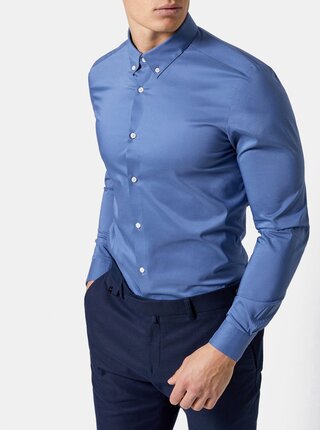 Modrá skinny fit košeľa Burton Menswear London