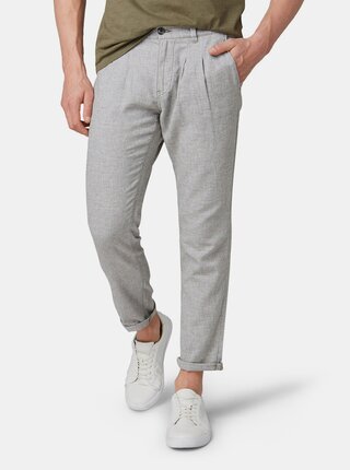 Pantaloni barbatesti gri deschis melanj chino cu amestec de in Tom Tailor Denim