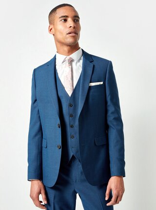 Modré oblekové slim fit sako Burton Menswear London