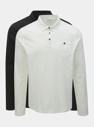 Sada dvou regular fit polo triček v černé a bílé barvě Burton Menswear London