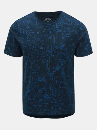 Tmavě modré vzorované slim fit tričko ONLY & SONS Next