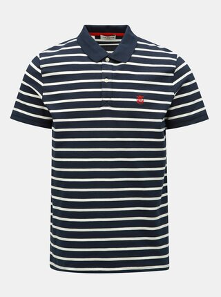 Tmavě modré pruhované polo tričko Selected Homme