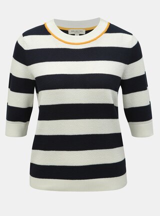 Pulover alb-albastru in dungi Selected Femme Milano