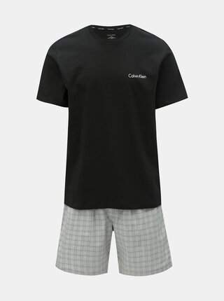 Šedo-černé pánské dvoudílné pyžamo Calvin Klein Underwear
