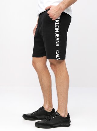 Černé pánské kraťasy s potiskem na nohavicích Calvin Klein Jeans
