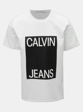 Bílé pánské tričko s potiskem Calvin Klein Jeans