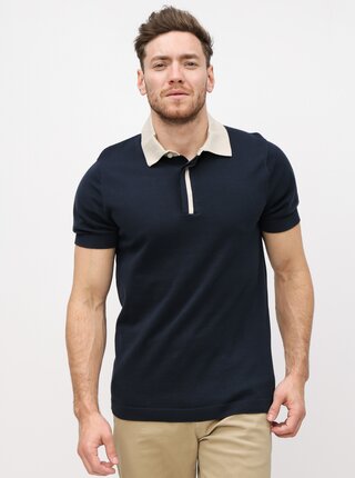 Tmavomodrá polokošeľa Selected Homme Contrast
