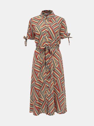 Rochie tip camasa midi maro cu model Noisy May Baja