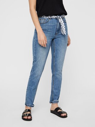 Modré relaxed fit džíny páskem VERO MODA Joana