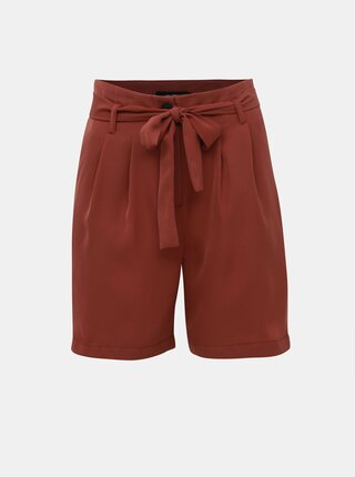 Hnedé kraťasy s vysokým pásom VERO MODA Selina