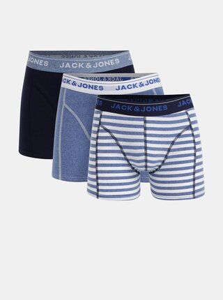Sada tří boxerek v modré a bílé barvě Jack & Jones Solid
