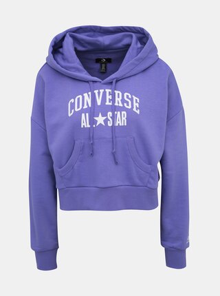 Fialová dámská zkrácená mikina s potiskem Converse