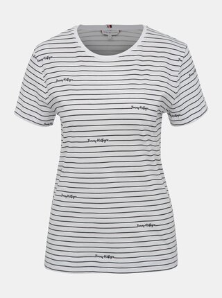 Bílé dámské pruhované tričko Tommy Hilfiger Elora