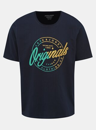 Tmavomodré tričko s potlačou Jack & Jones Rival
