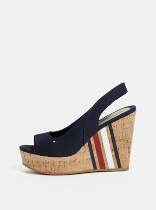 Tmavě modré sandálky na klínku Tommy Hilfiger