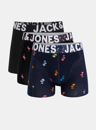 Sada tří černých vzorovaných boxerek Jack & Jones Summer