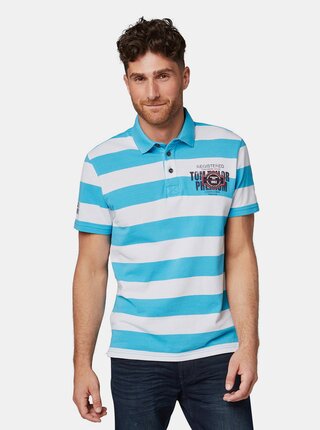 Bílo-modré pánské pruhované regular fit polo tričko Tom Tailor