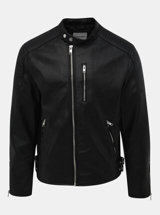 Čierna koženková bunda Jack & Jones Derrick